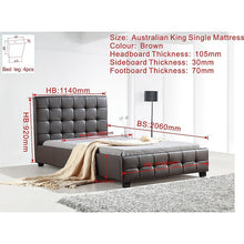 Load image into Gallery viewer, King Single PU Leather Deluxe Bed Frame Brown
