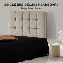 Load image into Gallery viewer, Linen Fabric Single Bed Deluxe Headboard Bedhead - Beige
