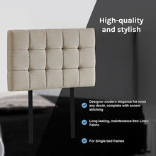Load image into Gallery viewer, Linen Fabric Single Bed Deluxe Headboard Bedhead - Beige
