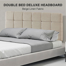 Load image into Gallery viewer, Linen Fabric Double Bed Deluxe Headboard Bedhead - Beige
