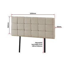 Load image into Gallery viewer, Linen Fabric Queen Bed Deluxe Headboard Bedhead - Beige

