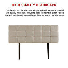 Load image into Gallery viewer, Linen Fabric King Bed Deluxe Headboard Bedhead - Beige
