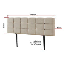 Load image into Gallery viewer, Linen Fabric King Bed Deluxe Headboard Bedhead - Beige
