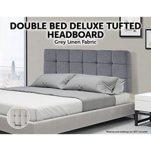 Load image into Gallery viewer, Linen Fabric Double Bed Deluxe Headboard Bedhead - Grey
