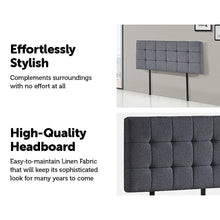Load image into Gallery viewer, Linen Fabric Double Bed Deluxe Headboard Bedhead - Grey
