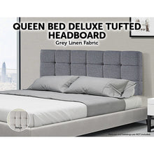 Load image into Gallery viewer, Linen Fabric Queen Bed Deluxe Headboard Bedhead - Grey
