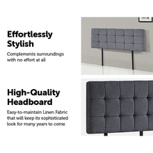 Load image into Gallery viewer, Linen Fabric Queen Bed Deluxe Headboard Bedhead - Grey
