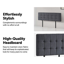 Load image into Gallery viewer, Linen Fabric King Bed Deluxe Headboard Bedhead - Grey
