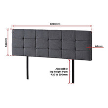 Load image into Gallery viewer, Linen Fabric King Bed Deluxe Headboard Bedhead - Grey

