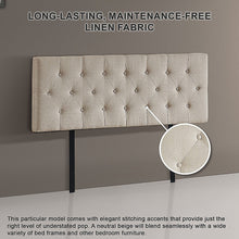 Load image into Gallery viewer, Linen Fabric Double Bed Deluxe Headboard Bedhead - Beige
