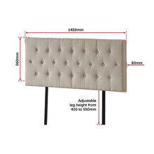 Load image into Gallery viewer, Linen Fabric Double Bed Deluxe Headboard Bedhead - Beige
