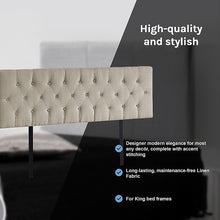Load image into Gallery viewer, Linen Fabric King Bed Deluxe Headboard Bedhead - Beige

