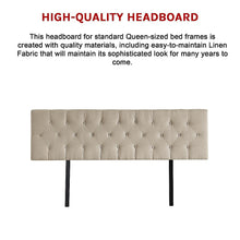 Load image into Gallery viewer, Linen Fabric King Bed Deluxe Headboard Bedhead - Beige
