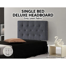 Load image into Gallery viewer, Linen Fabric Single Bed Deluxe Headboard Bedhead - Grey
