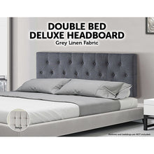 Load image into Gallery viewer, Linen Fabric Double Bed Deluxe Headboard Bedhead - Grey
