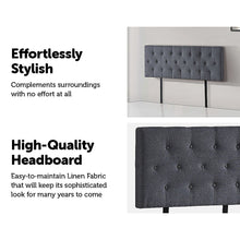 Load image into Gallery viewer, Linen Fabric Double Bed Deluxe Headboard Bedhead - Grey
