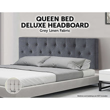 Load image into Gallery viewer, Linen Fabric Queen Bed Deluxe Headboard Bedhead - Grey
