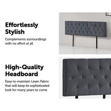 Load image into Gallery viewer, Linen Fabric King Bed Deluxe Headboard Bedhead - Grey
