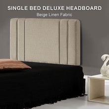 Load image into Gallery viewer, Linen Fabric Single Bed Deluxe Headboard Bedhead - Beige
