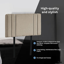 Load image into Gallery viewer, Linen Fabric Single Bed Deluxe Headboard Bedhead - Beige
