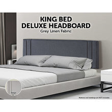 Load image into Gallery viewer, Linen Fabric King Bed Deluxe Headboard Bedhead - Grey
