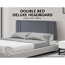 Load image into Gallery viewer, Linen Fabric Double Bed Deluxe Headboard Bedhead - Grey
