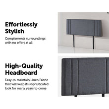 Load image into Gallery viewer, Linen Fabric Double Bed Deluxe Headboard Bedhead - Grey
