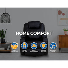 Load image into Gallery viewer, Black Massage Sofa Chair Recliner 360 Degree Swivel PU Leather Lounge 8 Point Heated
