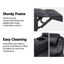 Load image into Gallery viewer, Black Massage Sofa Chair Recliner 360 Degree Swivel PU Leather Lounge 8 Point Heated
