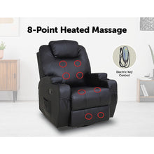 Load image into Gallery viewer, Black Massage Sofa Chair Recliner 360 Degree Swivel PU Leather Lounge 8 Point Heated
