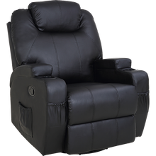 Load image into Gallery viewer, Black Massage Sofa Chair Recliner 360 Degree Swivel PU Leather Lounge 8 Point Heated
