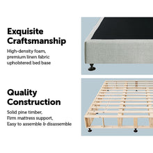 Load image into Gallery viewer, Palermo King Ensemble Bed Base Platinum Light Grey Linen Fabric
