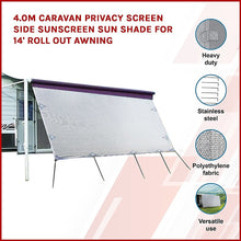 Load image into Gallery viewer, 4.0m Caravan Privacy Screen Side Sunscreen Sun Shade for 14&#39; Roll Out Awning
