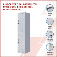 Load image into Gallery viewer, 2-Door Vertical Locker for Office Gym Shed School Home Storage
