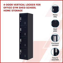 Load image into Gallery viewer, 4-Door Vertical Locker for Office Gym Shed School Home Storage
