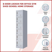 Load image into Gallery viewer, 6-Door Locker for Office Gym Shed School Home Storage
