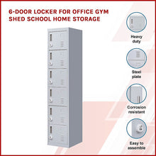 Load image into Gallery viewer, 6-Door Locker for Office Gym Shed School Home Storage
