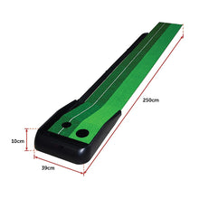 Load image into Gallery viewer, Indoor Practice Putting Green 2.5m Mat Inclined Ball Return Fake Grass 2 Holes
