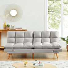 Load image into Gallery viewer, Versatile 3 Seater Velvet Sofa Light Grey Futon Bed
