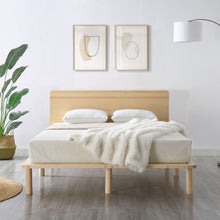 Load image into Gallery viewer, Natural Solid Wood Bed Frame Bed Base with Headboard King Single
