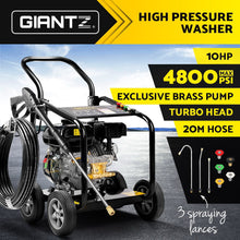 Load image into Gallery viewer, Giantz 4800PSI 20M Petrol High Pressure Cleaner Washer Water Jet Hose Gurney
