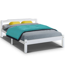 Load image into Gallery viewer, Double Wooden Base Timber Platform White Bed Frame
