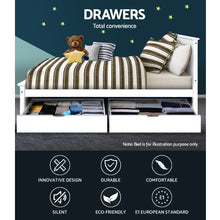 Load image into Gallery viewer, Artiss Set of 2 Bed Frame Storage Drawers Timber Trundle for Wooden Bed Frame Base White
