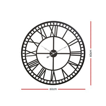 Load image into Gallery viewer, Artiss Wall Clock 60CM Large Roman Numerals Round Metal Luxury Wall Clocks Home Decor Black
