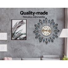 Load image into Gallery viewer, Artiss 60CM Peacock Wall Clock Large 3D Modern Crystal Luxury Round Wall Clocks Home Decor Black
