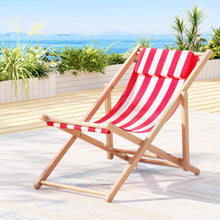 Load image into Gallery viewer, Gardeon Outdoor Deck Chair Wooden Sun Lounge Folding Beach Patio Furniture Red

