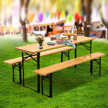 Load image into Gallery viewer, Gardeon Wooden Outdoor Foldable Bench Set - Natural
