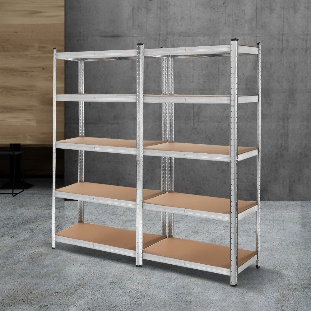 Strong and Durable Warehouse Shelving Rack x 2 - Silver 90 x 40 x 180cm