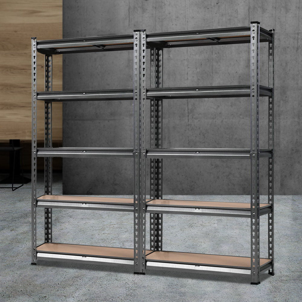 Durable Steel Warehouse Shelving Rack x 2 - Charcoal 70 x 30 x 150cm
