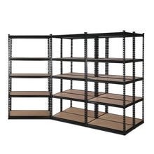 Load image into Gallery viewer, Durable 5-Shelves Steel Warehouse Shelving Rack x 5 - Black 90cm x 40cm x 180cm

